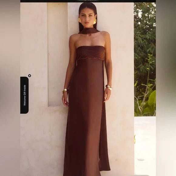 Runaway The Label Black Elsa Strapless Scarf Maxi Dress Women’s Size Medium - Picture 2 of 5